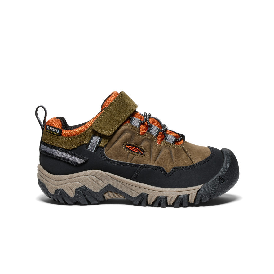 Little Kids' Targhee IV Waterproof Hiking Shoe Dark Olive/Gold Flame